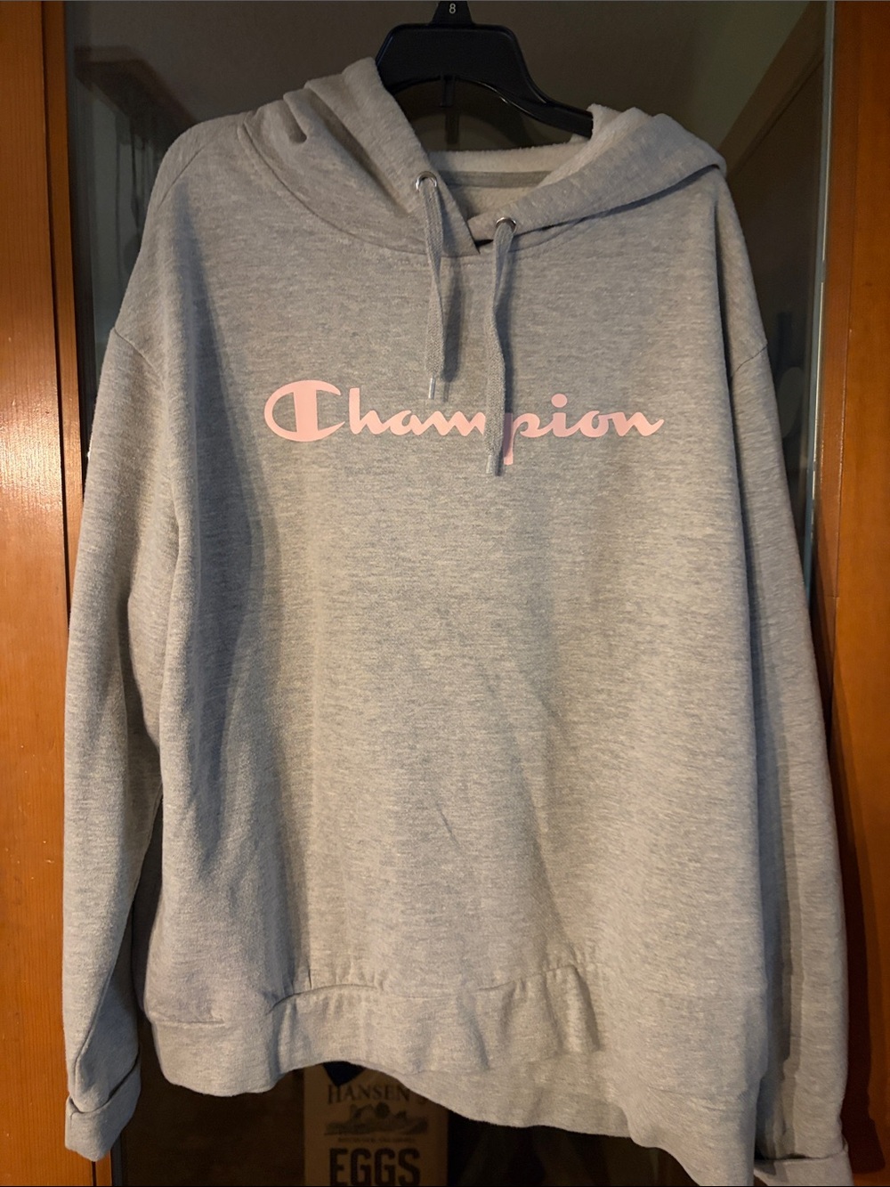 Women’s Light Grey Champion Hoodie size Xl